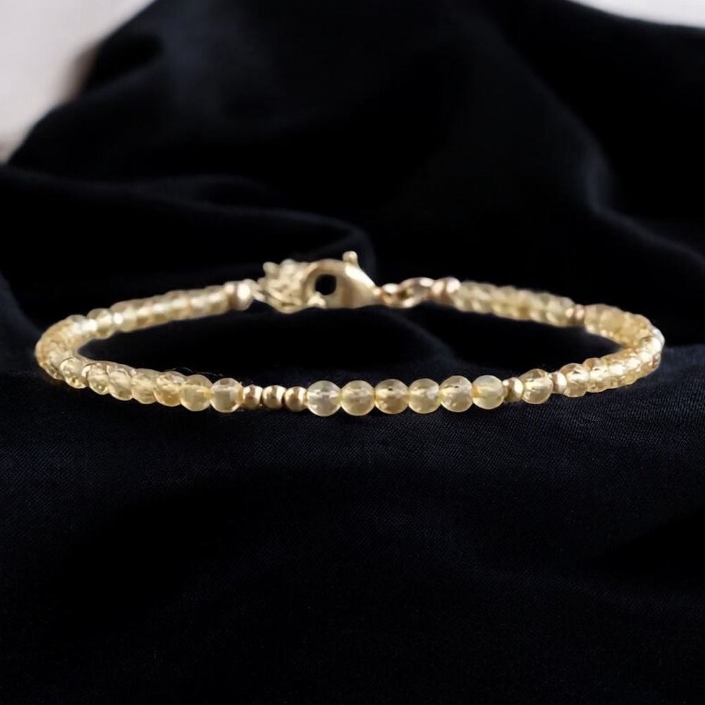 Citrine Beaded Gold Bracelet. New.